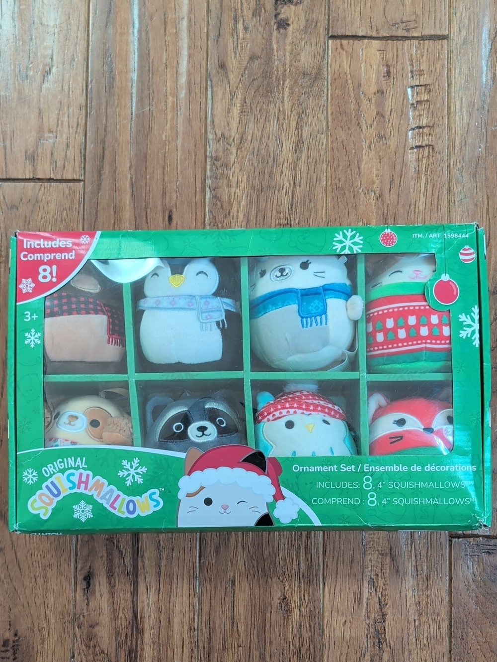 Squishmallows Holiday 4" 2023 Ornament Set - Green Red White (8-Pack)